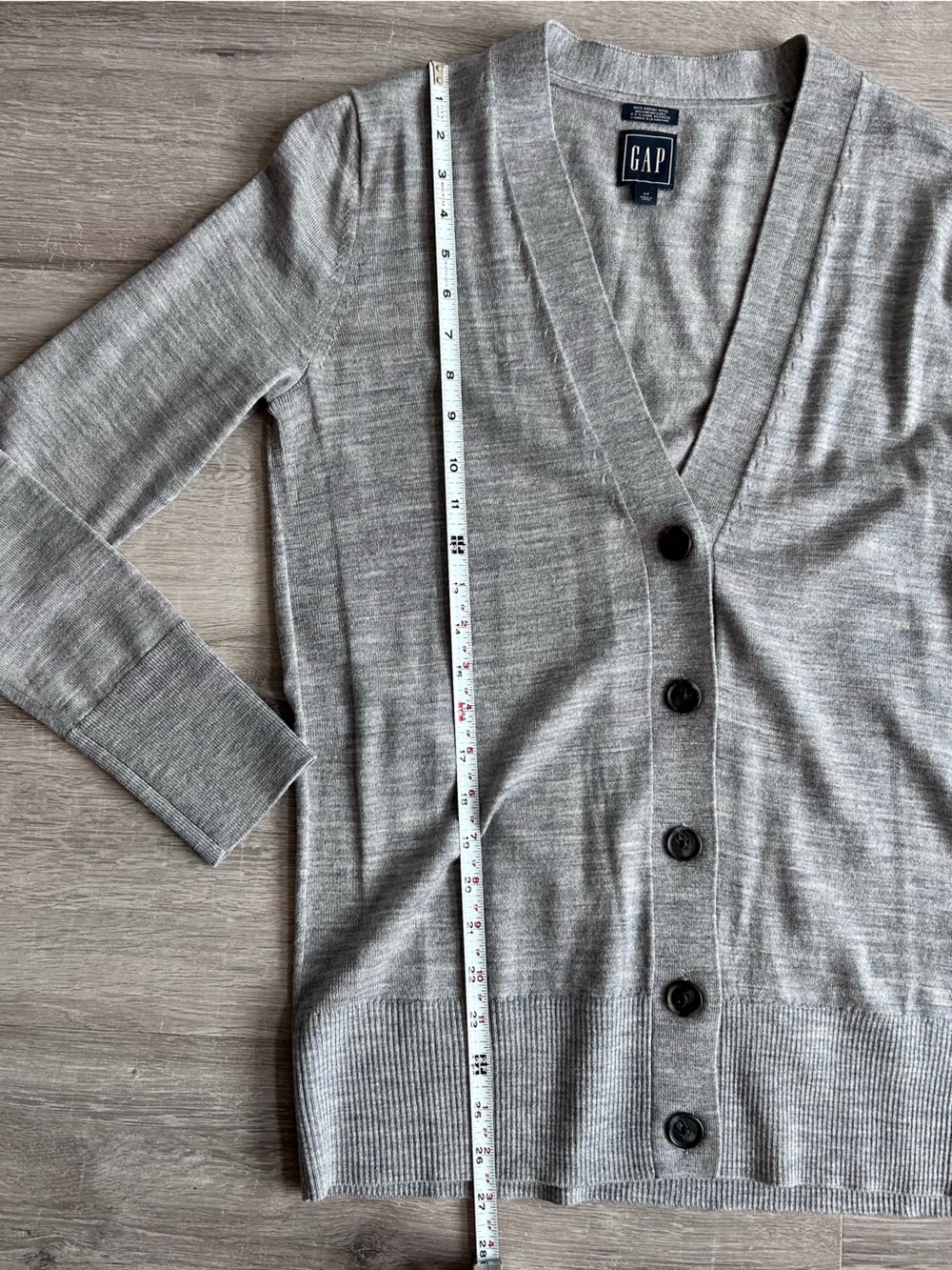 GAP Women's Gray Button-Up V-Neck Cardigan - Picture 6 of 9